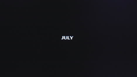 „July“-In-Kleiner-Serifenloser-Schrift-Stört-Und-Vibriert-Auf-Dunklem-Hintergrund