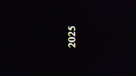 Goldene-2025-Zahlen-Erstrecken-Sich-Auf-Analogem-Retro-VHS-Hintergrund,-Vertikal