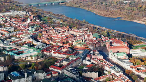Aerial-shot-of-historic-Warsaw-town-centre