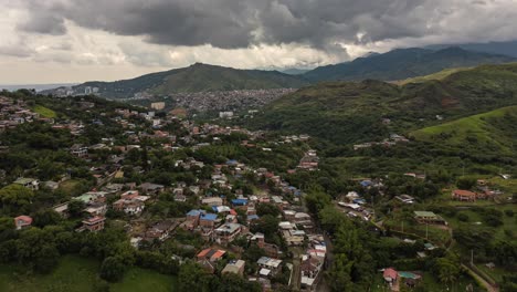 Drone-hyperlapse,-road-to-Montebello,-western-area-of-Cali,-Colombia