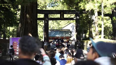 Line-Of-Tourists-Queuing-Up-To-Enter-Nikko-Toshogu-Shrine-With-Ishi-dorii-In-Background