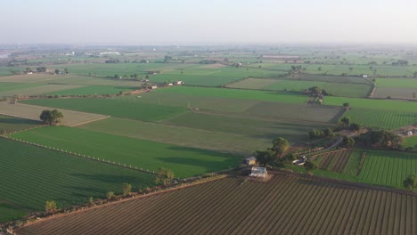 Aerial-drone-view-Different-crops-are-being-planted-all-around-in-the-fields