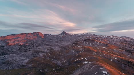 Sunset-timelapse-view-of-Pic-d-Anie-from-Pic-d-Arlas-in-French-Spain-border-Pyrenees-mountains-fall-autumn-season-with-snowy-peaks