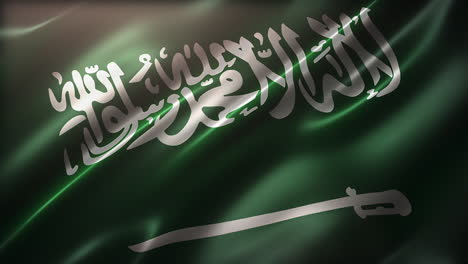 Die-Flagge-Saudi-Arabiens-Aus-Der-Vogelperspektive,-Perspektivische-Ansicht,-Weht-Im-Wind,-Realistisch-Mit-Filmischem-Erscheinungsbild-Und-Eleganter,-Seidiger-Textur