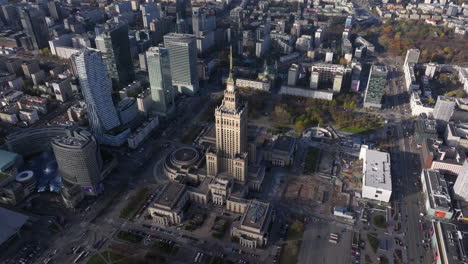 Aerial-shot-of-the-Palace-of-Culture-and-Science-Warsaw