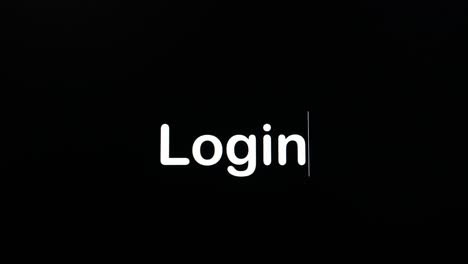 Writing-on-the-screen-with-a-flashing-paragraph-forming-the-word-Login,-in-white-on-a-black-background