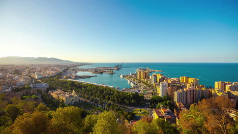 Beautiful-coastal-area-of-Malaga---Spain,-with-blue-coean-and-high-rise-hotels