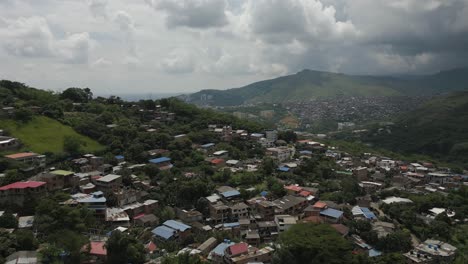 Drone-video-of-Las-Palmas-township,-near-Montebello,-Cali,-Colombia