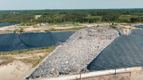 open-air-landfill-site-for-non-recyclable-waste,-shot-by-drone-in-summer