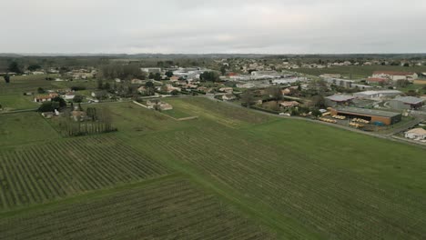 Pugnac-village-and-vineyards,-aerial-view-Bordeaux,-France