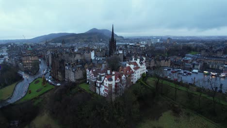 Edinburgh-Schottland,-4K-Luftaufnahme