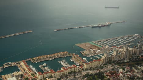 Industrial-port-of-Gibraltar-from-above,-time-lapse-view