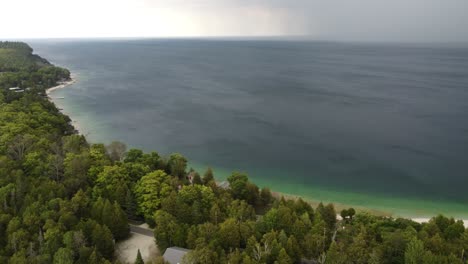 Big-rain-shower-over-Lake-Huron-in-Ontario-canada-approaches-lakeside