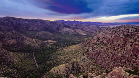 Drone-footage-flying-over-a-valley-in-Chiricahua-National-Monument