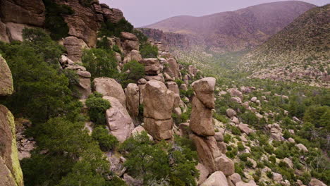 Drone-footage-flying-close-to-rock-face-in-Chiricahua-National-Monument