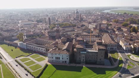 Establishing-aerial-shot-of-historical-city-of-Mantua-with-view-of-Old-Town