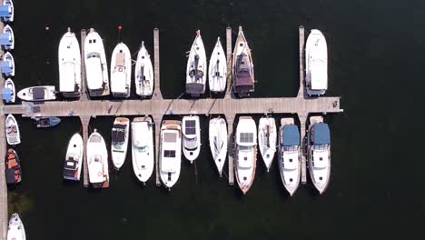 Top-down-of-docked-yachts-and-sailboats-in-Gizycko