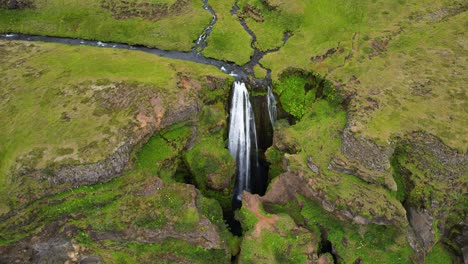Aerial-view-of-Gljufrabui-waterfall-in-Iceland