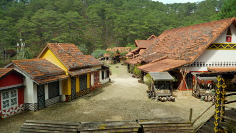 French-Design-Cu-Lan-Ethnic-Village-Buildings-Architecture-in-Da-Lat,-Vietnam