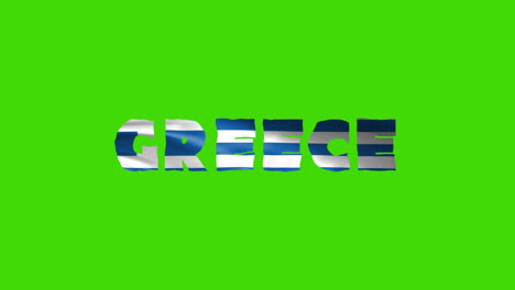 Griechenland-Land-Wackelt-Mit-Textanimationsschriftzügen-Und-Ihrer-Wehenden-Flagge-Als-Textur-–-Grüner-Hintergrund,-Chroma-Key-Loop-Video