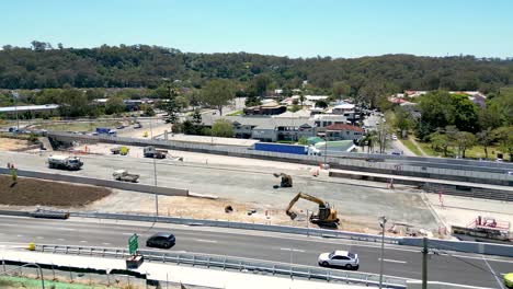 Straßenarbeiten-An-Der-Autobahn-M1-In-Der-Nähe-Von-Reedy-Creek-An-Der-Gold-Coast-In-Queensland,-Australien