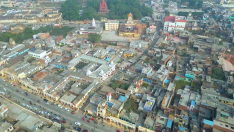 Ayodhya-Drone-view-Shri-Ram-Mandir,-Shri-Hanuman-Garhi-Mandir,-Lata-Mangeshkar-Chowk-and-Ram-ki-Paidi-Ghats