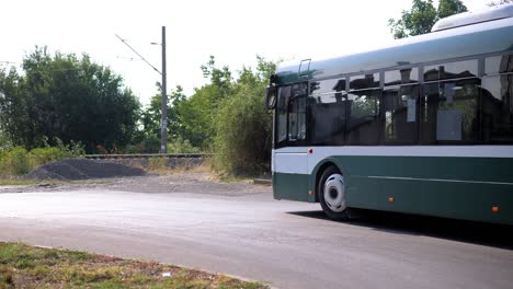 A-public-transport-bus-is-on-its-way-in-the-day
