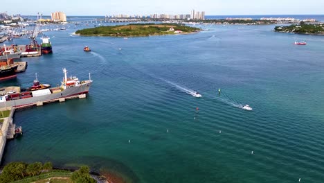An-amazing-panning-drone-shot-of-Peanut-Island-in-Palm-Beach-County-Florida