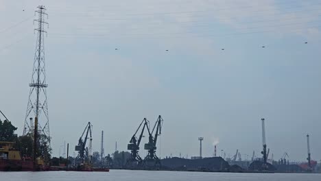 Views-on-harbours-in-the-industrial-district-of-Gdansk,-Poland