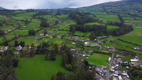 Andean-farming-landscape-lush-green-fertile-pastures-rural-homesteads-AERIAL