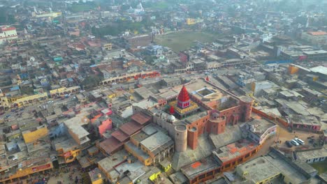 Ayodhya-Drohnenansicht-Shri-Ram-Mandir,-Shri-Hanuman-Garhi-Mandir,-Lata-Mangeshkar-Chowk-Und-Ram-Ki-Paidi-Ghats