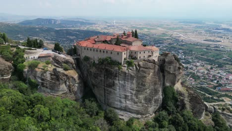 Meteora-Monastery-Convent-in-Greece-Mainland---Aerial-4k