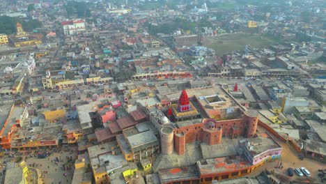 Vista-De-Drones-De-Ayodhya-Shri-Ram-Mandir,-Shri-Hanuman-Garhi-Mandir,-Lata-Mangeshkar-Chowk-Y-Ram-Kipaidi-Ghats