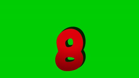 Number-eight-8-sign-symbol-animation-motion-graphics-on-green-screen-background,drop-down-cartoon-number-video-number-for-video-elements