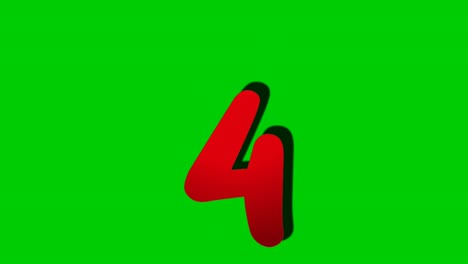 Nummer-4,-Vier-Zeichen,-Symbolanimation,-Bewegungsgrafiken-Auf-Grünem-Hintergrund,-Dropdown-Cartoon-Nummer,-Videonummer-Für-Videoelemente