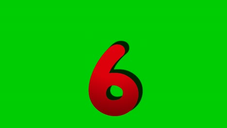 Nummer-6,-Sechs-Zeichen,-Symbolanimation,-Bewegungsgrafiken-Auf-Grünem-Hintergrund,-Dropdown-Cartoon-Nummer,-Videonummer-Für-Videoelemente