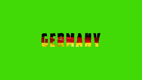 Deutschland-Land-Wackelt-Mit-Textanimationsschriftzügen-Und-Ihrer-Wehenden-Flagge-Als-Textur-–-Grüner-Hintergrund,-Chroma-Key-Loop-Video