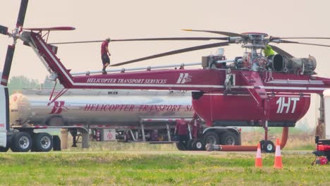 Helicopter-Transport-Services-Tanker-under-maintenance-in-Rzeszow-Airport,-Poland