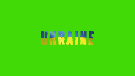 Ukraine-Land-Wackelt-Mit-Textanimationsschriftzügen-Und-Ihrer-Wehenden-Flagge-Als-Textur-–-Grüner-Hintergrund,-Chroma-Key-Loop-Video