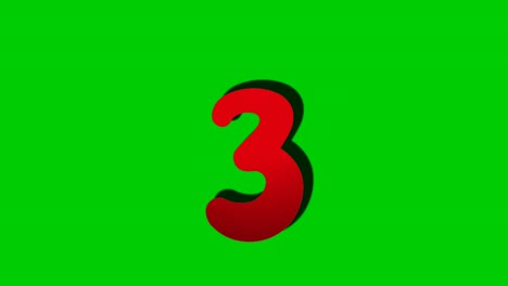 Número-3-Gráficos-En-Movimiento-De-Animación-De-Símbolo-De-Tres-Signos-En-El-Fondo-De-Pantalla-Verde,-Número-De-Vídeo-Desplegable-Con-Número-De-Dibujos-Animados-Para-Elementos-De-Vídeo