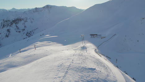 Aerial-View-Of-Ski-Resort-In-Zwölferkogel-Mountain-In-Austria---Drone-Shot