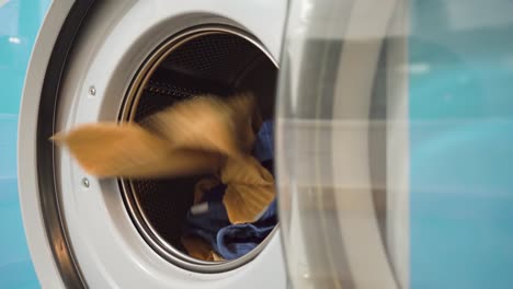 Handtücher-Werden-In-Die-Waschmaschine-Geworfen