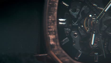 A-macro-slose-up-shot-of-a-mechanic-hand-watch,-vintage-technology,-retro-mechanism,-octagon-goden-design,-cinematic-studio-lighting,-commercial-footage,-detailet-4K-video,-pan-right