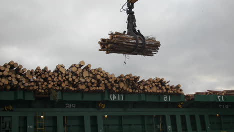Crane-loading-maritime-vessel-to-export-timber-on-cloudy-day