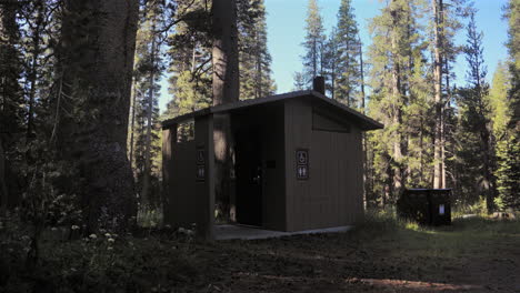Pit-Toilet-At-Camping-Ground-Near-Yosemite-In-California's-Sierra-Nevada-Mountains