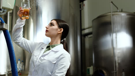 Woman-doing-control-at-brewery