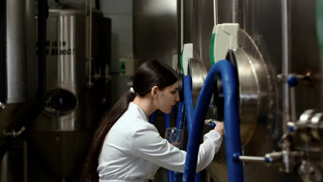 Woman-doing-control-at-brewery