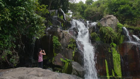 Waterfall-in-the-river-of-a-tropical-forest