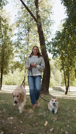 Woman-with-two-dogs