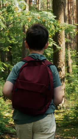 Boy-walking-in-the-forest
